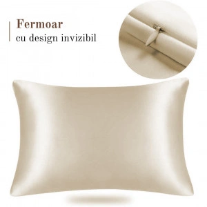 Fata de Perna din Satin cu Protectie pentru Par si Ten, Marinela Radu, 50x70 cm, Satin Premium, Champagne - Img 4
