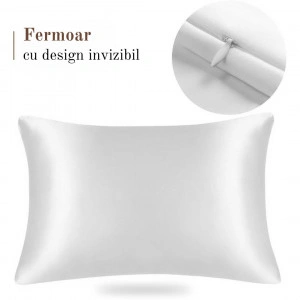 Fata de Perna din Satin cu Protectie pentru Par si Ten, Marinela Radu, 50x70 cm, Satin Premium, Alb - Img 4