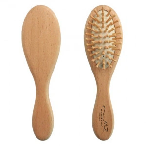 Set Perie si Pieptan de par pentru bebelusi, Marinela Radu, din par natural, din lemn, 3 piese - Img 4