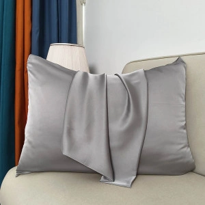 Fata de Perna din Satin cu Protectie pentru Par si Ten, Marinela Radu, 50x70 cm, Satin Premium, Gri - Img 2