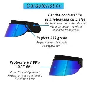 Sapcă pentru Protecție Solară UVA-UVB, Parasolar Reglabil 360 Grade, Marinela Radu, Protejează Fața Împotriva Razelor Solare, Blue, Accesorii Vară, Outdoor, Sport, Drumeții, Plajă, Pălărie de Soare, Anti-UV - Img 3