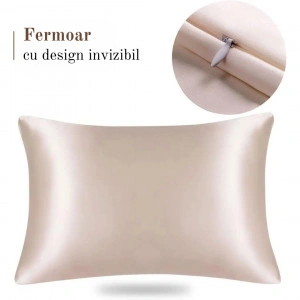 Fata de Perna din Satin cu Protectie pentru Par si Ten, Marinela Radu, 50x70 cm, Satin Premium, Roz - Img 4