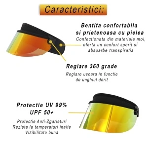 Sapcă pentru Protecție Solară UVA-UVB, Parasolar Reglabil 360 Grade, Marinela Radu, Protejează Fața Împotriva Razelor Solare, Gold, Accesorii Vară, Outdoor, Sport, Drumeții, Plajă, Pălărie de Soare, Anti-UV - Img 2