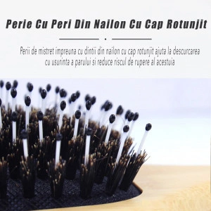 Perie de Par Profesionala Marinela Radu, pentru descurcarea parului, din lemn cu par de mistret - Img 4