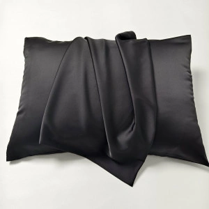Fata de Perna din Satin cu Protectie pentru Par si Ten, Marinela Radu, 50x70 cm, Satin Premium, Negru - Img 4