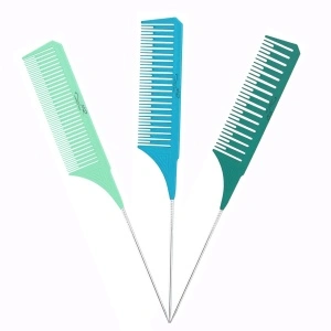 Set 3 piepteni profesionali pentru separarea suvitelor, Marinela Radu, pentru balayage, cu coada de metal anti alunecare, 25.5 x 3.5 cm, multicolor - Img 6