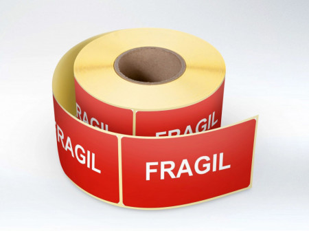 1000 buc/rola, FRAGIL 30x60 mm, Etichete autoadezive