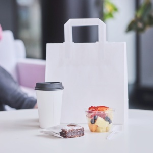 Punga hartie, alba, cafea - 20x9x25cm - 250buc.