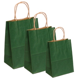 Pungi natur, colorate 100% verde inchis - 32x12x41 - 100 buc.