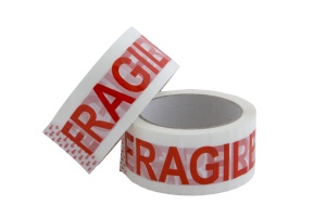 Banda adeziva imprimata FRAGILE K 48*66 m, transparent, set 36 buc