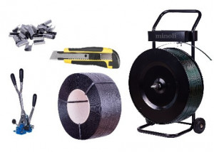 Pachet banda PP 16 mm + cleste + capse + carucior + cutter plastic - Img 1