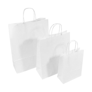 Punga hartie, alba, cu maner sfoara - 25x14x39cm - 100 buc.