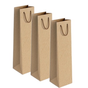 Punga vin din hârtie cu mâner șnur - 11x10x38cm - 25 buc
