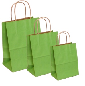 Pungi natur, colorate 100% verde deschis - 16x9x21 - 100 buc