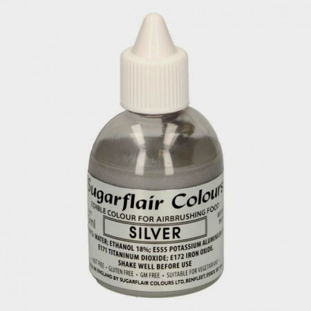 Argento 60 ml. Colorante liquido anche per Aerografo. Sugarflair