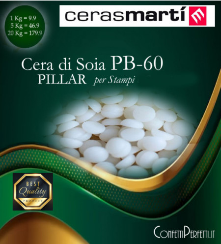 Stampi. PB60. Cera di Soia PILLAR per Candele