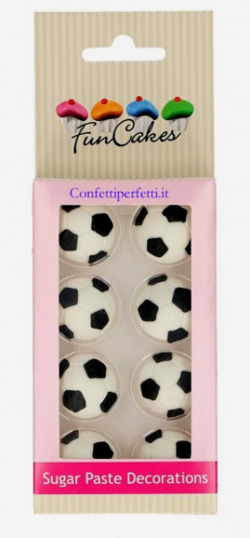 Pallone di Calcio. Set di 8 decorazioni a tema in zucchero. FunCakes