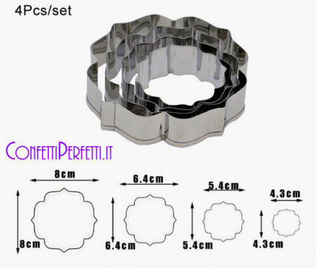 Set di 4 grandi Cornici decorative in metallo. Stampo Cutter Tagliapasta Cornice
