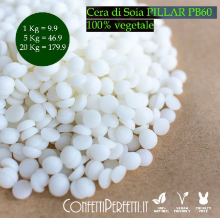Stampi. PB60. Cera di Soia PILLAR Bianca in Perle per Candele