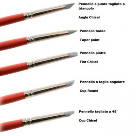 Pennello 6 mm in Silicone. Set di 5 pennelli. Modecor
