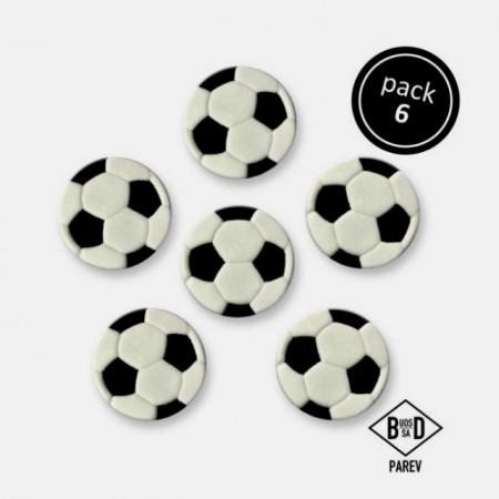Set di 6 decorazioni a tema Pallone di Calcio in zucchero. PME