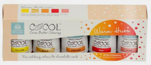Coloranti per Cioccolato al Burro di Cacao Giallo, Arancione, Rosso, Rosa e Oro. Cocol Squires Kitchen