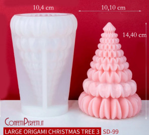 Albero di Natale Origami alto 14.4 cm. Stampo in silicone anche per Candele