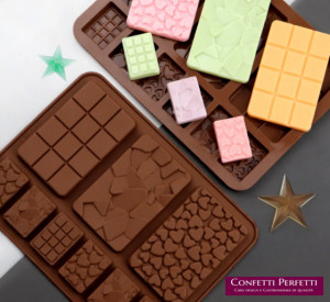 TNOMSNO 2 Pezzi Stampo per Cioccolato in Silicone, Stampi in Silicone Stampo Tavoletta Cioccolato con 2 Raschietti per Cioccolatini Dolci
