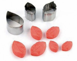 Foglia Rosa. 6 Venatori in silicone + Cutter in metallo