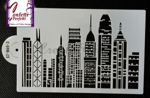 Stencil ST-865-3 in policarbonato leggero per creare una bellissima Città con Grattacieli. - Img 2