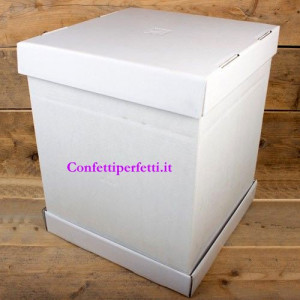 52 x 52 Altezza 70 cm. Rigida. Scatola Trasporta Torta Dolci Alimentare - Bianca.