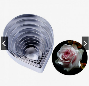 Grande Petalo Rosa 8,5 cm. 10 Cutter in Metallo + 2 Stampi in silicone