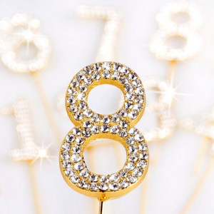 Oro e Argento. Eleganti Numeri Strass Glitterati molto luminosi. Cake Topper - Img 3