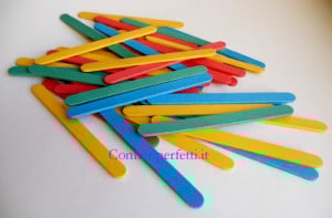 50 Stecche Gelato h. 11 cm. Colorate in Legno. - Img 1