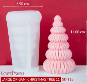 Albero di Natale Origami di 14 cm. Stampo in silicone per Candele e Saponi