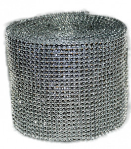  Argento Bordo Strass Alto 10 cm con 24 file