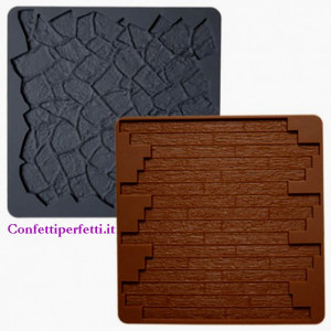 Set 2 stampi di Muro Legno Mattoni e Pietra. Silicone. Wilton - Img 2