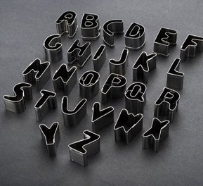 Set Lettere Alfabeto. Stampi incisione Tagliapasta in metallo. - Img 1