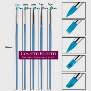 5 Pennelli Fini Blu. Spessore 3 mm altezza Punta 7 - 8 e 9 mm. Pennello in Silicone