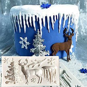 tampo Natalizio con Albero di Natale Renna e Fiocchi di neve