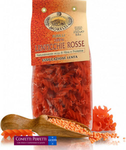 Fusilli di lenticchie rosse. Pasta Morelli. 250 gr.