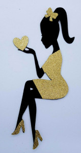 Ragazza con il Cuore. Sagoma Nera. Cake Topper