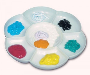 Tavolozza in plastica per coloranti.