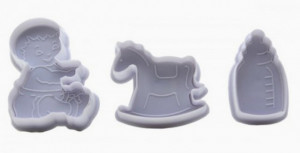 Biberon Neonato e Cavallo a dondolo. Battesimo.Set di 3 stampi ad espulsione - Img 1