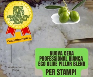 Cera Olive CPS25 bianca in perle per candele pillar in stampi di silicone, dimezza i tempi di asciugatura – Confetti Perfetti Roma