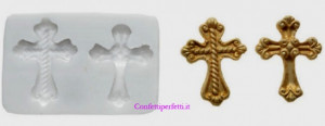 Croci decorate. Stampo in silicone per realizzare 2 splendide Croci. Silikomart