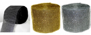 Oro  Bordo Strass Alto 10 cm con 24 file