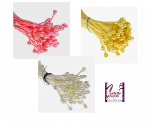 Pistilli per fiori Modecor Giallo Rosa e Bianco 72 pz. - Img 1