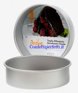 Tortiera 20 cm. Decora. Teglia Professionale Tonda e Dritta. Altezza 10 cm. Alluminio Anodizzato