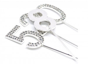 Oro e Argento. Eleganti Numeri Strass Glitterati molto luminosi. Cake Topper - Img 7